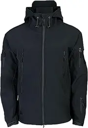 [KAYEF] Men's windproof and waterproof jacket, Outdoor mountaineering outer jacket,elasticated cuffs,adjustable drawcord, Black, Small