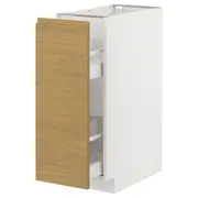 METOD / MAXIMERA base cabinet/pull-out int fittings, white/Voxtorp oak effect, 30x60x80 cm