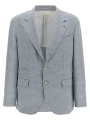 [Brunello Cucinelli] Brunello Cucinelli-Linen Blazer Celeste-Uomo 50IT Light Blue