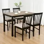 Dining Set 5-Piece Dining Room Set, 1 Wood Dining Table with 4 Fabric Chairs Set