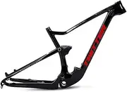 Mountain Bike Suspension Frame 27.5/29er Carbon Soft Tail Bicycle Frame Travel 120mm Disc Brake Trail XC/AM MTB Frame Thru Axle 12x148mm Boost Frame BSA73 (Color : Black, Size : 29x19'')
