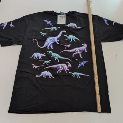 90's Single Stitch Dan Gilbert Dinosaur Bones Collage Screen Print XL NWT Black