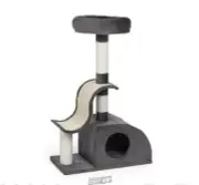 Cool Wave Fun Cat House Fiberboard & Fabric Gray Scratch Post Pole House