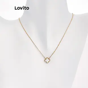 Lovito 休閒幾何基本款防過敏 18K 金女項鍊 L66AD017 (金色)