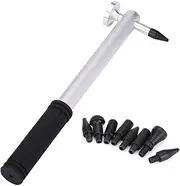 Dent Repair Tool Kit Hammer Car Body Paintless Aluminium Alloy Knockdown Tap Down Hammer with 8 Heads Universal Silver and Black
