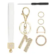 Leather Wristlet Keychain, Letter m Keychains