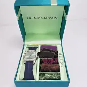 Hillard & Hanson Women Watch Set Silver Tone 6 Interchangeable Color Bands