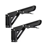 Sturdy Folding Shelf Brackets Heavy Duty Black Metal 8'' Sturdy & Durable