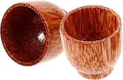 TIDTALEO 2pcs Wooden Drinking Cups Hand Carved Wood Tea Mugs Multi Use Beverage Cups for Wine Tea and More Smooth Edges Easy to Clean Design for Daily Use