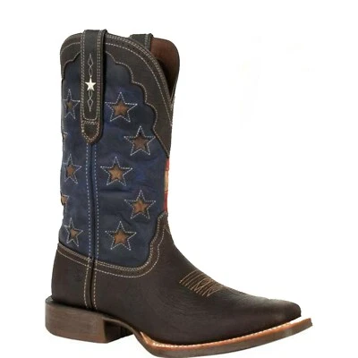 Durango Men's Dark Chestnut & Vintage Flag Square Toe Boots DDB0303