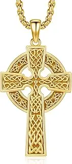 [AUDINCEED] Celtic Cross Necklace for Men Celtic Cross Pendant Evil Eye Necklace 925 Sterling Silver Cross Jewelry for Christmas Anniversary Holiday Religious Gifts