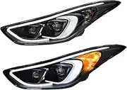 1 Pair LED Headlights Assembly Compatible With Hyundai Elantra 2012 2013 2014 2015 2016 Plug And Play With Projector Lens Front Headlight