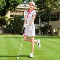 在飛比找ETMall東森購物網優惠-高爾夫球女裝 高爾夫服裝女 高爾夫裙短袖連衣裙韓版時尚印花女