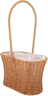 CAXUSD White Picnic Basket Wicker Basket with Lid Storage Baskets Blanket Basket Wall Hanging Basket Wicker Laundry Basket Rope Basket Door Basket Wall Basket Egg Basket Plastic re-usable