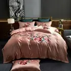 4pcs Bedding Set Real Silk & Cotton Embroidery Duvet Cover Bed Sheet Pillowcases