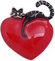 [Generic] Lovely Enamel Cat and Heart Brooch for Girlfriend Broach Pin