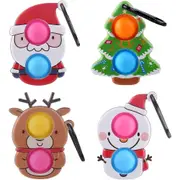 4Pcs Christmas Mini Pop Bubbles Fidget Keychain Simple Dimple Toy Stress Reliever Sensory Toys for Kids Boys Girls Adults