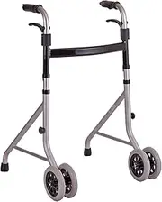 Walker Two-Button Folding Walker with Wheels Aid Adjustable Height Walking Stick with Wheel for Elderly Adult Seniors Disabled Handrails Crutches Walker Supports (Color : Blue)