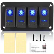 Rocker Switch Panel 4 Gang Aluminum Waterproof 12V/24V Toggle Switch Panel, O...