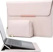 HYZUO 15 Inch Laptop Sleeve Case with Stand Feature for MacBook Air 15 M4 A3241 M3 A3114 M2 A2941 2025-2023, MacBook Pro 15, 15" Surface Laptop 7/6/5/4/3, with Carrying Pouch, Apricot(Smiley)