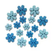 Cornflower FLP106 - Blue Flowers - Buttons Galore - Craft Sewing Scrap