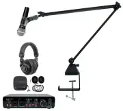 Rockville R-TRACK 2x2 1-Person Podcast Kit w/Dynamic Microphone+Boom+Headphones