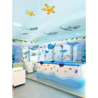 在飛比找ETMall東森購物網優惠-立體卡通海底世界防水自粘墻貼畫游泳館兒童房母嬰館貼紙海洋壁紙
