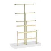 Gold 6-Layer Jewelry Rack Removable Solid Wood Base Ring Storage Box Earring Jewelry Rack Necklaces