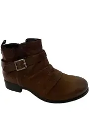 Miz Mooz Leather Ankle Boots with Buckle Suzy Hazelnut