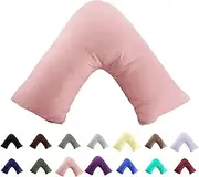 Gyulin 100% Cotton 300TC Soild Envelope Style V Shaped/Tri/Boomerang Standard Pillow Case Cushion Cover Only Cover No Insert (Pink)