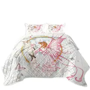 Lovely Fantasy Drawing Butterflies Cat and Fairy Coverlet