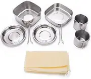 6Pcs Camping Cookware, Camping Cookware Set, with Large Pot Frying Pot Dish Cup Storage Bag, for Backpacking Hiking Camping Cooking for 3 People