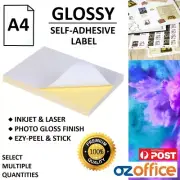 A4 Glossy Self Adhesive Sticker Label Paper - Inkjet & Laser Print Compatible