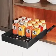Pull Out Spice Rack Organizer for Cabinet, Slide Out Spice Racks Organizer, No Drill Easy to Install, 8"Wx10"Dx2"H