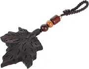 [Healvian] Hand Carved Maple Leaf Phone Charm Decorative Wooden Keychain Pendant Loss Key Ring for Car Keys Stylish Mobile Phone Accessories Craftsmanship Comfortable Grip