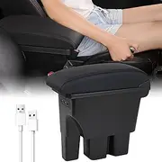 Car Armrest Box for Suzuki Jimny JB64W/JB74W 2018-2025, Adjustable Center Console Organizer Leather Armrest Pillow with Cup Holder, Double Layer Arm Rest Organizers Replacement Interior Accessories