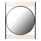 Kiera Grace Logan Black Metal Round Decorative Mirror with Wood Panels