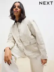 Neutral Stripe Cord Collar Jacket (AJ5750) | $94