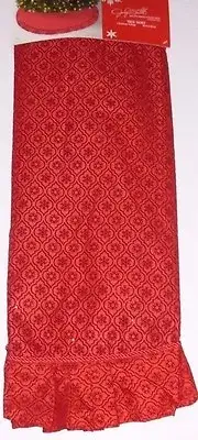 Christmas Tree Skirt 52 inches Red w/Dark Red Snowflakes Jaclyn Smith New