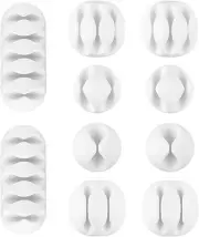 White Cable Tidy Clips, 10 Pack Long Lasting Cable Drop Organizer, Cord