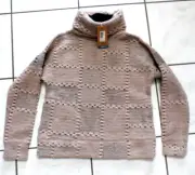 NWT Prana Women Sweater S Crestland Wool Turtleneck Patchwork Pullover Rose G622