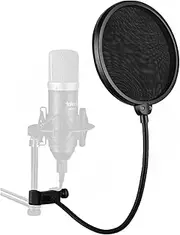 YOUSHARES Microphone Pop Filter, 6 Inch Mic Wind Screen Mask Shield with Clip for Recording, Vocals and Home Broadcast Studio (Pop Filter)