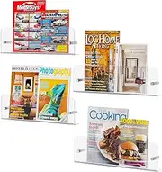 Lifewit Nursery Bookshelf 4 Pack, 15" Floating Shelves for Wall Mounted, Clear Acrylic Kids Magazine/Picture Hanging Racks for Baby/Toddler/Children in Bedroom, Living Room Decor