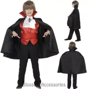 CK871 Dracula Vampire Cape Halloween Horror Scary Child Boys Fancy Dress Costume