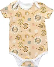 [Bwtribal] BW Tribal -Sand Painting Orange Baby Onesie, 100% Cotton, Soft & Breathable, Indigenous Art Design, Easy Snap Buttons, Unisex Infant Bodysuit, Comfortable Everyday Wear