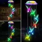Solar Hummingbird Wind Chimes, Color Changing Solar Wind Chimes for Outside, LED