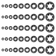 265Pcs Internal Tooth Washers Assortment Kit, 65Mn, 9 Size, Black