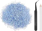 uxcell 5000pcs Flatback Rhinestones Resin, SS6 2mm Resin Rhinestones Bulk Round Shine Gems with Pickup Tools for DIY Nail Art Tumblers Mugs Clothes, Light Blue