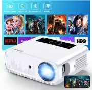 Projector, 15000Lux 490ANSI Native 1080P Wifi Bluetooth Projector, 300'' Video P