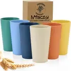 Wheat Straw Cups Set of 6, 20 Oz Unbreakable Drinking Cups, Reusable Cups, Stack